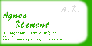 agnes klement business card